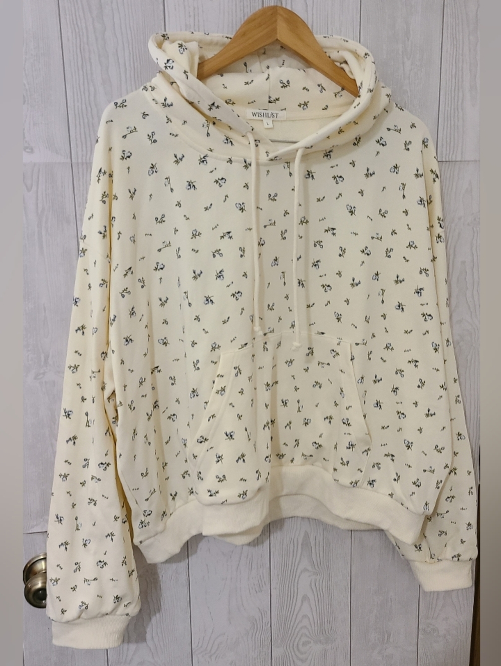 Wishlist Cream Hoodie with Black Floral Print